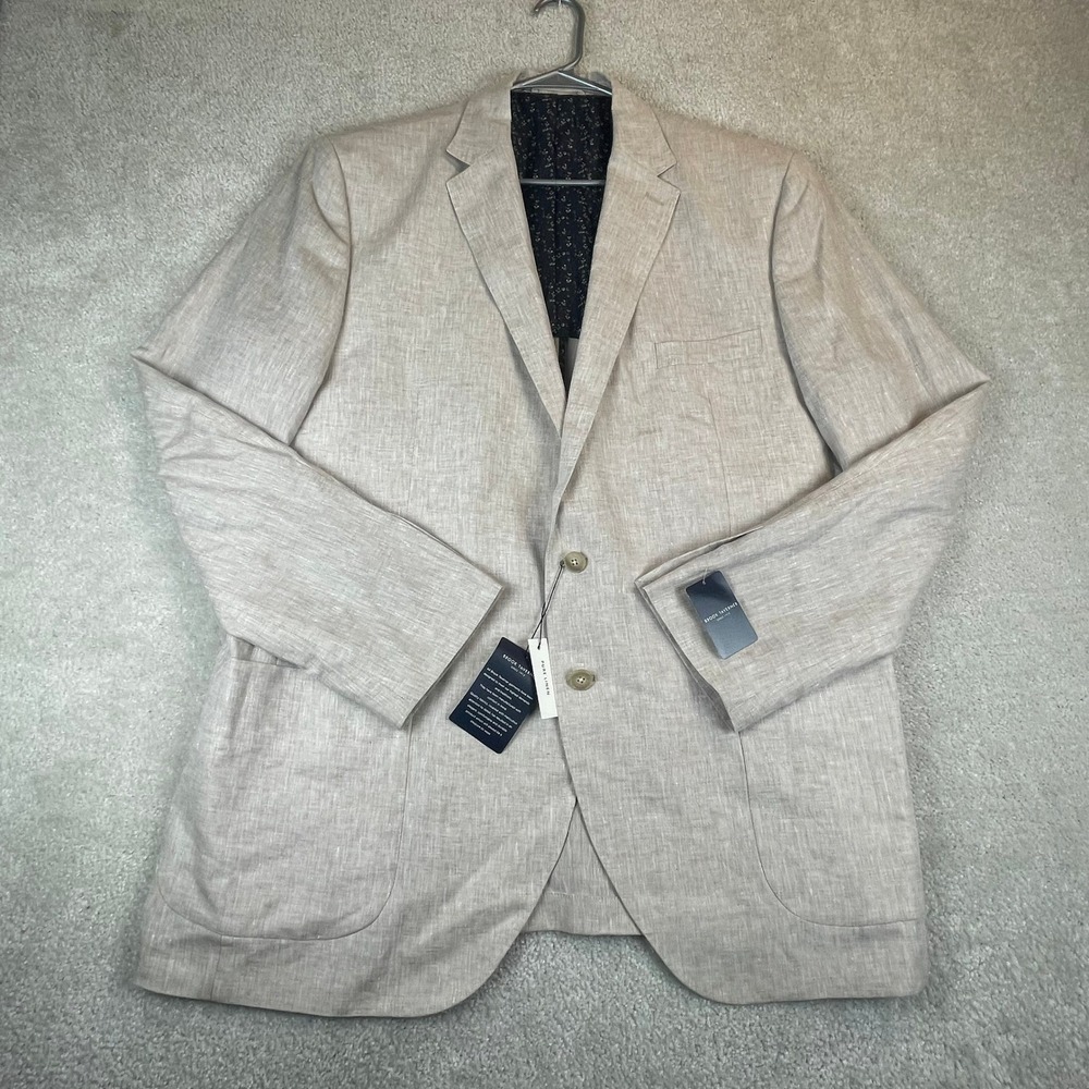 Brook Taverner Eastwood 48L Beige 100% Linen Tailored Fit Blazer Sport Coat NWT